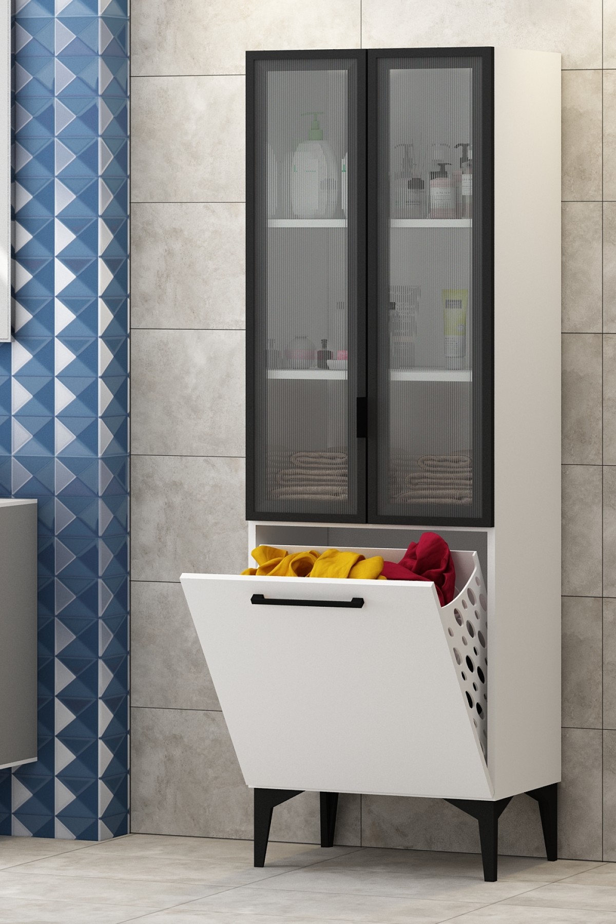 Eny Düşer Çerçeve Kapaklı Banyo Dolabı