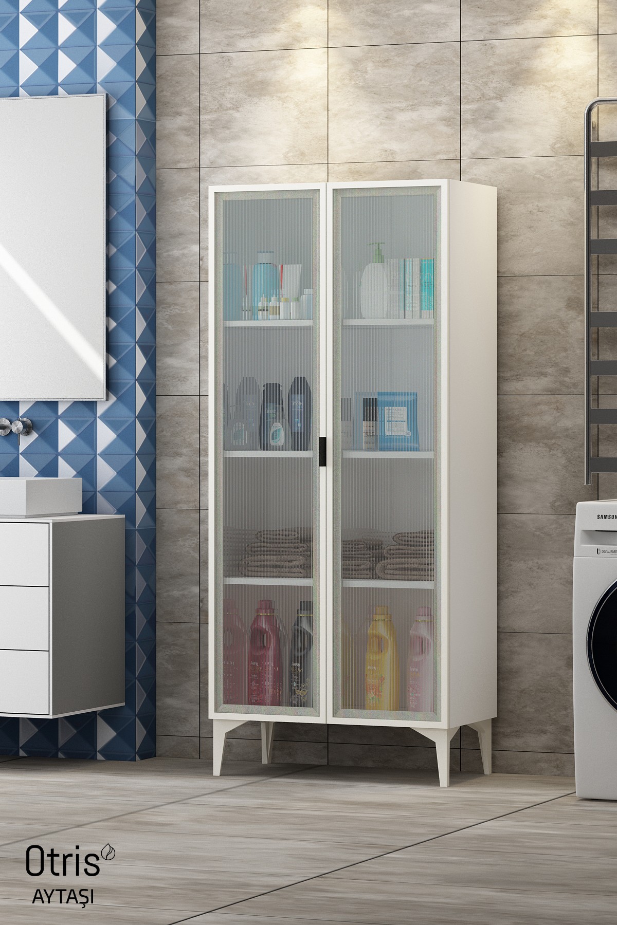 Eny Çerçeve Çift Kapaklı Banyo Dolabı