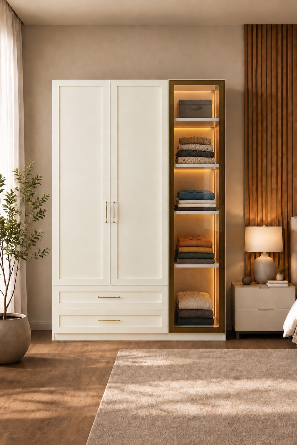 Estel 3 Kapılı Gardırop Camlı